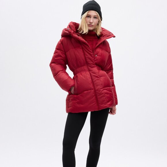 GAP Big Puff Cinched Jacket Puffer Coat, Red, Size Medium - Picture 1 of 8